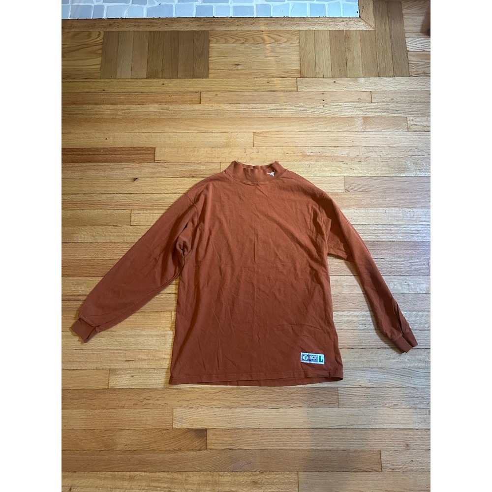 Vintage Texas Longhorns Discus Long Sleeve Mock Neck T-Shirt Burnt Orange Large - Picture 1 of 7